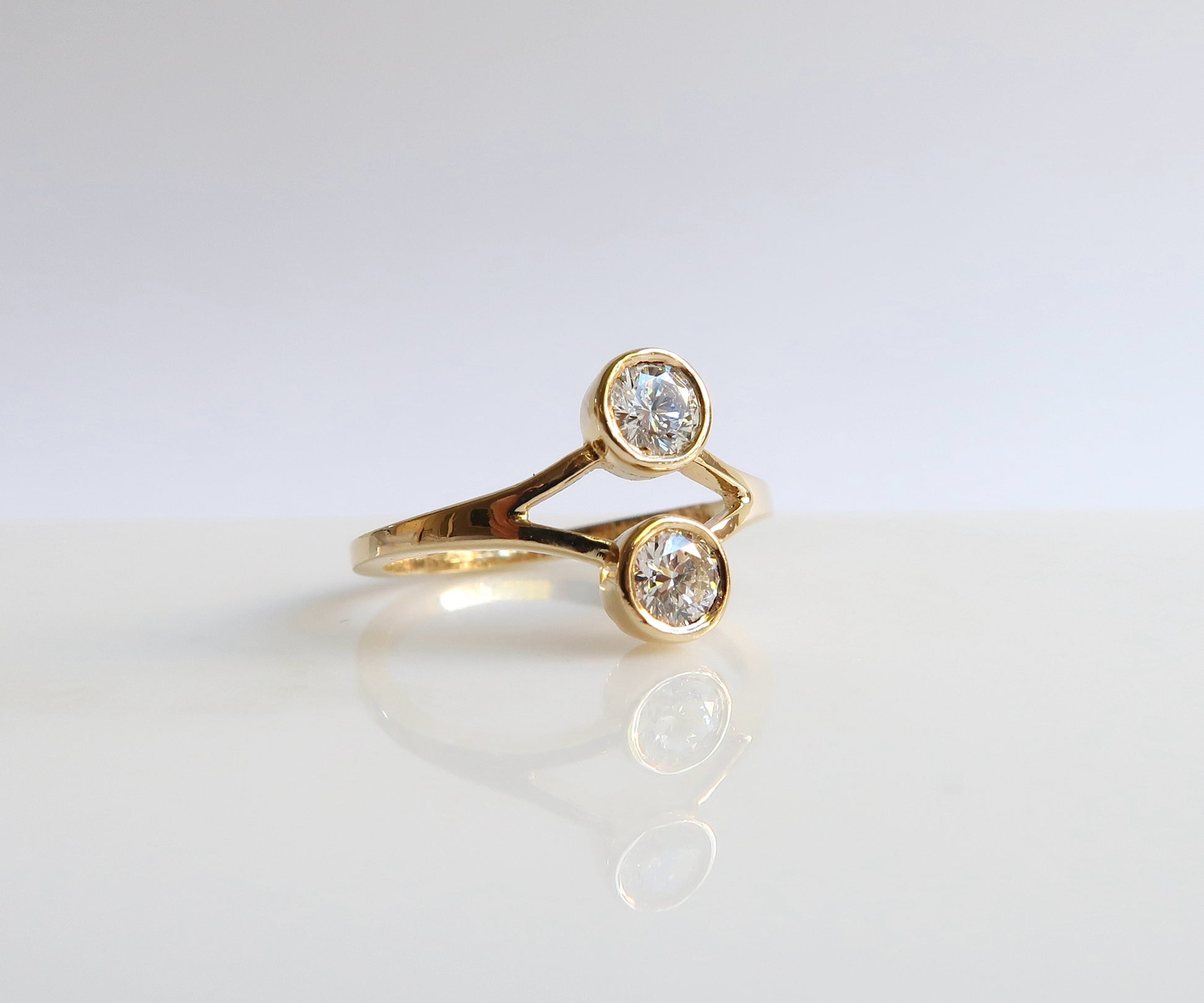 Nishi bezel set yellow gold diamond ring